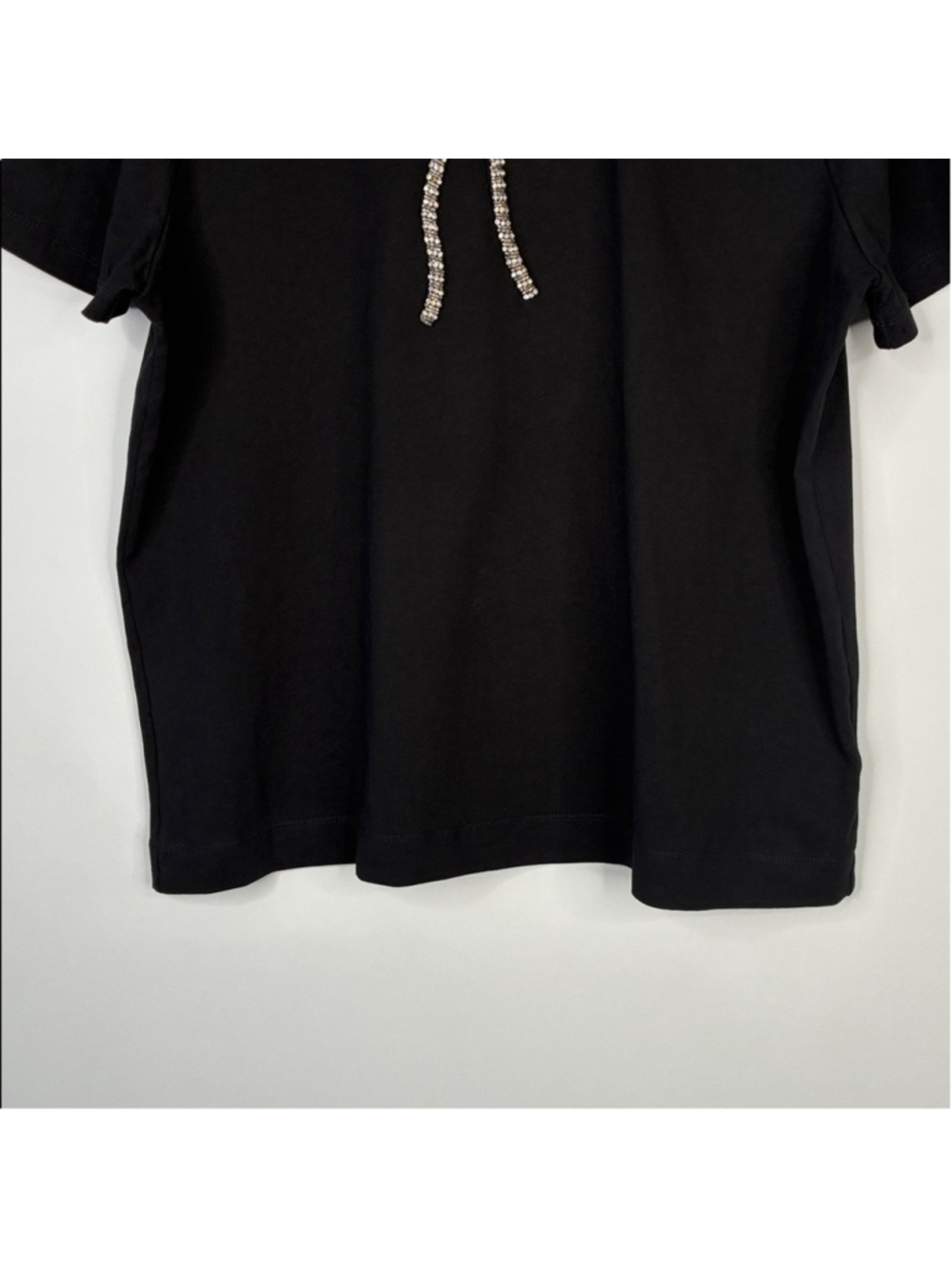 Anthropologie Mave Rhinestone Tee Black with Rhinestone Bow Detail Size L #0043 - Picture 7 of 17